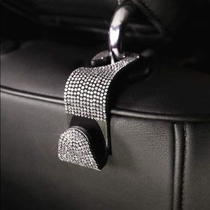 Purse BLING car hook black silver crystal glam